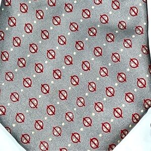Pierre Cardin TIE Light GRAY red Geometric designer Necktie Silk Men 56.5” long